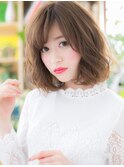 斜めバング乾かすだけミディアムボブパーマc6上尾20代30代40代