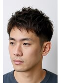 爽やか黒髪スーツ刈上げアップバンクショート
