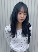韓国風レイヤー×ブルーブラックで透明感アップ