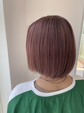 ヘアーデザイン シーベル(HAIR DESIGN SEA BELLE) ピンクベージュ×ボブ／癖毛カット