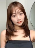 ミニウルフチェリーブラウンブリーチなし前髪ミディアム/新宿
