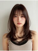 くびれヘアグレージュオルチャン小顔前髪2wayバングワンホン韓国