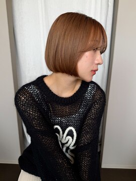 ニモ(NIMO.) ボブ切りっぱなしボブ色素薄めカラー透明感カラーベージュ