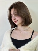 韓国ヘアボブレイヤー小顔顔周りレイヤーワンカールボブ透明感
