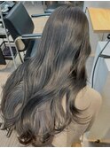 オリーブグレー暗めカラーレイヤーカット小顔韓国ヘア髪質改善