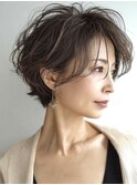 大人ショートレイヤー白髪ぼかし脱白髪染め40代50代60代原宿