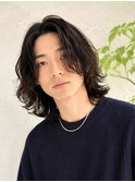 海外風センターパート ニュアンスサーフカール メンズロング