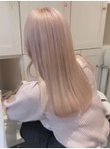 3456シルキーピンクベージュタイトストレート艶髪オルチャンヘア