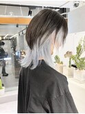インナーホワイトシルバーカラー　メンズウルフ　ホワイトカラー