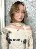 ミルクティーアッシュベージュレイヤーボブショートウルフボブ