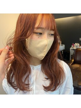 天神美容室 【KASUMI天神美容室】オレンジ×海外レイヤー