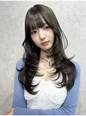レイヤーカット/ハイレイヤー/オリーブグレージュ/透明感カラー