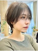 30代/小顔カット/ショート/オリーブグレージュ/豊中