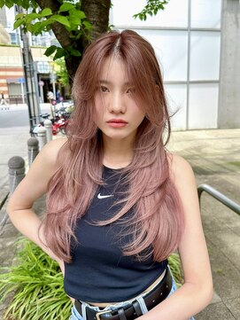 ニューヨークニューヨーク 梅田茶屋町店(NYNY) レイヤーカット 韓国レイヤー ワンホンヘア ピンクベージュ