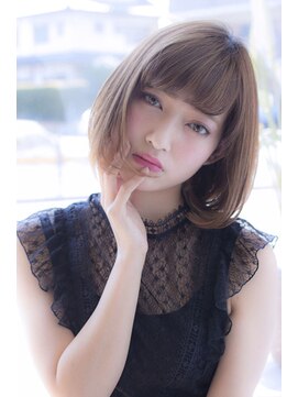 ヘアーアンドメイク ファット(Hair&Make PHAT) ワイドバングナチュラルボブベージュカラー20代30代