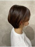 丸みショート×ブラウンカラー