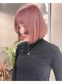 エンドカラー　ブラックピンク　ハイトーンボブ