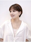 大人ガーリー チョコレート プリカール 小顔 丸みショートボブ