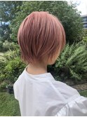 【ショートに合うブリーチカラー】ピンクグレージュカラー