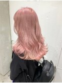 ダブルカラーピンクベージュケアブリーチハイトーン髪質改善