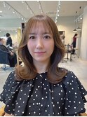 韓国風レイヤー/顔まわりカット/ブラウンベージュ