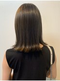 グレージュオリーブグレージュ顔周りカット韓国風前髪甲府美容室
