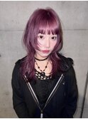 レイヤーカットロングレイヤーハッシュカットピンクカラー