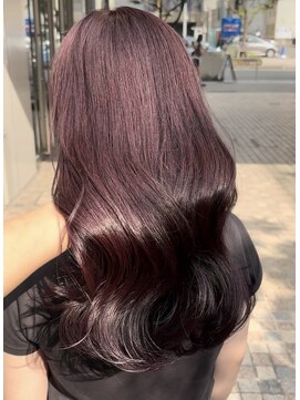 ブリーチなし暖色系◎艶感ピンクラベンダーで大人可愛い