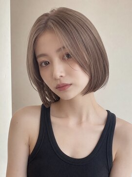 ベル 新宿(Belle) ミルクティーベージュ切りっぱなしボブレイヤーボブシースルー