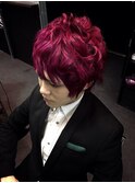 派手髪カーリーレッド