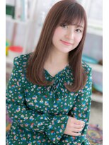 ミック 日暮里店(miq)&nbsp;斜めバング×ピンクブラウン★小顔ナチュラルストレートb