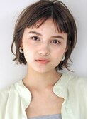 手入れ簡単　透け感カラー　小顔　ボブ　外ハネ　ミニボブ