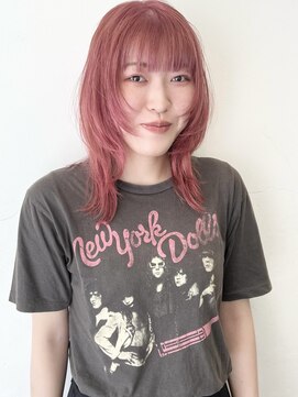 ココ 原宿(KOKO) ピンク黒髪小顔クラゲヘアーオリーブグレーココアベージュ