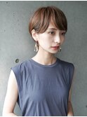 コンパクトショート ベージュブラウン 大人可愛い丸みヘア