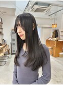 黒髪ロングレイヤー髪質改善酸性ストレート/名古屋