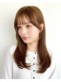 ミルクティーベージュ/髪質改善/ミディアムレイヤーカットp川口