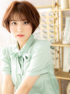 カバーヘア ブリス 北浦和(COVER HAIR bliss) ミルクティーベージュブリーチなし丸みショートボブc8北浦和30代
