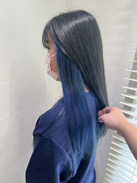 アジールヘア 池袋東口店(agir hair) 色落ちが綺麗なインナーブルー