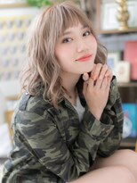 カバーヘア イヴ 戸頭店(COVER HAIR EVE)&nbsp;オン眉外国人風シアーベージュゆるふわミディc5戸頭10代20代30代