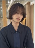 =メンズボブ/ダークアッシュ/ニュアンスパーマ／メンズウルフ
