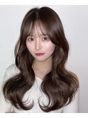 韓国ヘア　ヨシンモリ　くびれ巻き　チョコレートカラー　YUKI