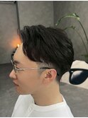 ビジネスメンズショートリクルート七三かき上げヘアツーブロック