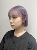 ミディアムレイヤーカット長めボブハイブリーチハイトーンカラー