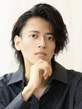 ベーア メロー(Bar mellow) 黒髪ミディアムウルフ波巻きラフカールパーマ