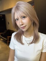 サニー 渋谷(SUNNY) ピンクベージュ、レイヤーカット、ダブルカラー、ケアブリーチ