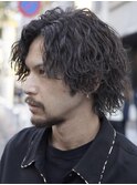 原宿縦落ちツイストスパイラルパーマセンターパートグランジヘア