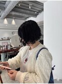 <ゲスト>暗髪カラー、ブルーブラック x パーマ風ボブ