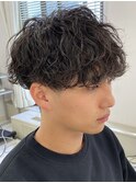 調布波巻きスパイラルツイスパ刈り上げマッシュセンターパート