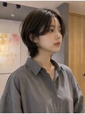 センターパートショートパーマ韓国ショートハンサムショート