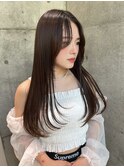 ★グレージュカラー斜めバングデザインカラーシルキー ベージュ